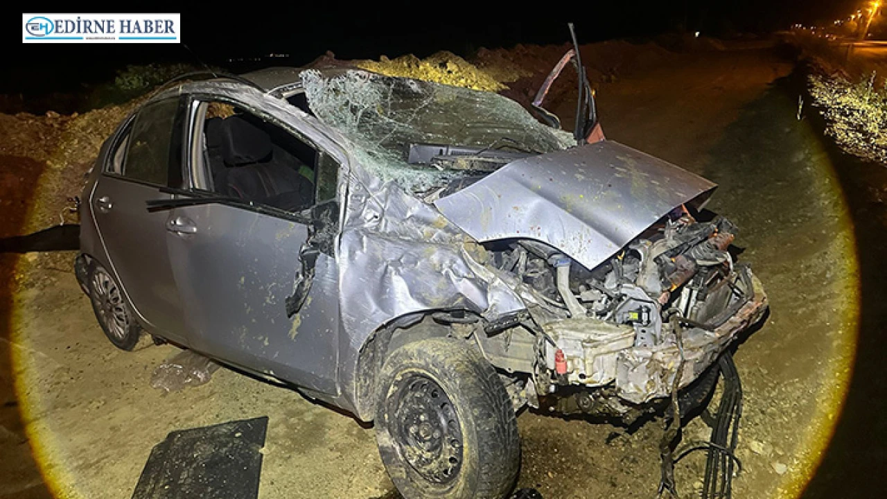 Takla atan otomobildeki 2 kişi yaralandı